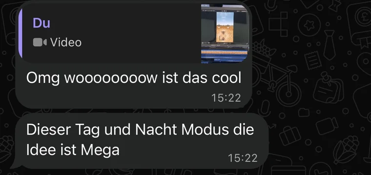 Kundennachricht per WhatsApp: 'Omg wooooow ist das cool'