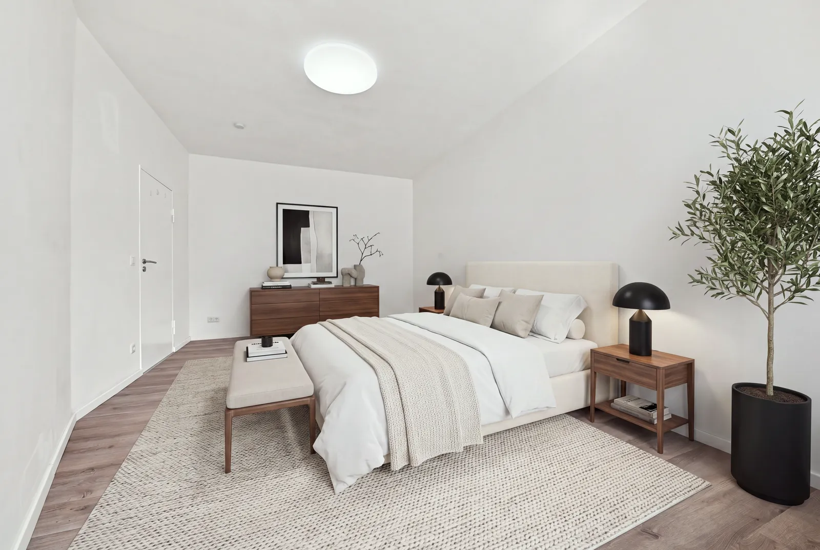 Virtuell möbliertes Schlafzimmer, Showcase-Foto